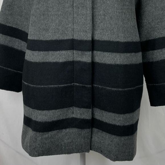 LOFT Black Gray Striped EuroGirl Y2K Academia Hooded Coat NWOT Size SP - Picture 4 of 12
